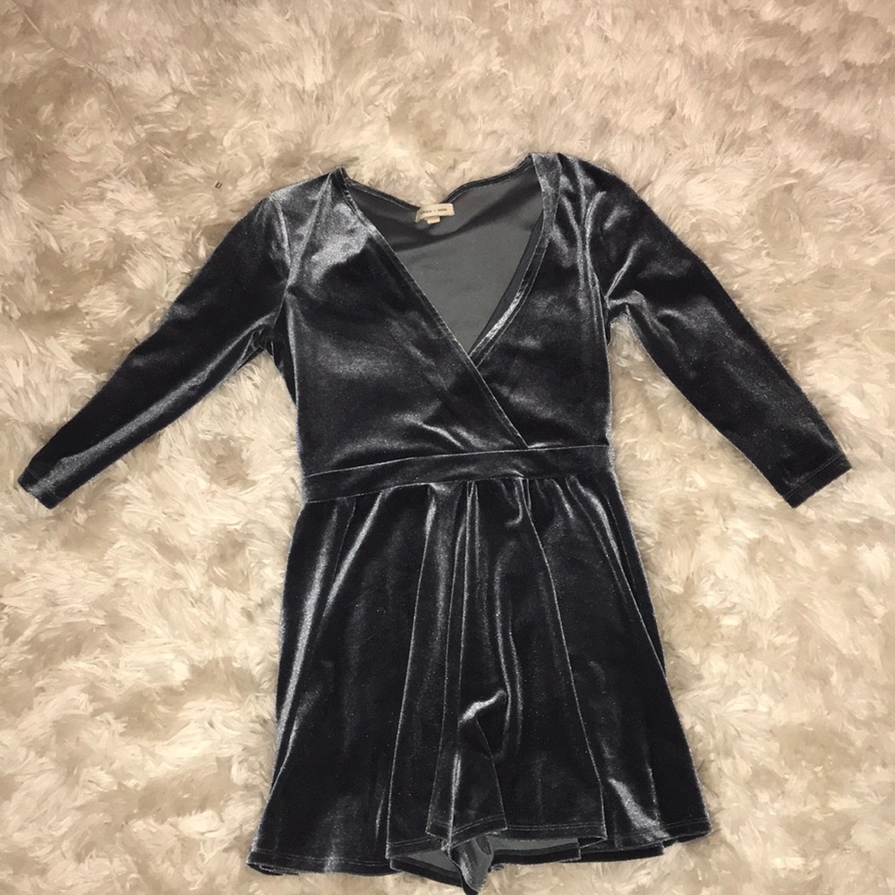 Satin blue/gray romper